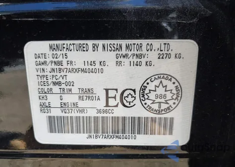 2015 Infiniti Q50 Premium/Sport from USA, damaged, VIN JN1BV7ARXFM404010